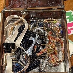 Assorted Jewelry Collection with Silver Cross Pendant